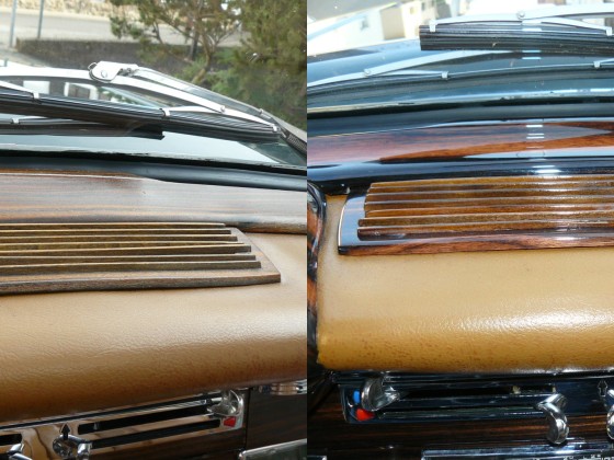 Fensterschlüssel und Lautsprechergitter vor und nach der Restauration